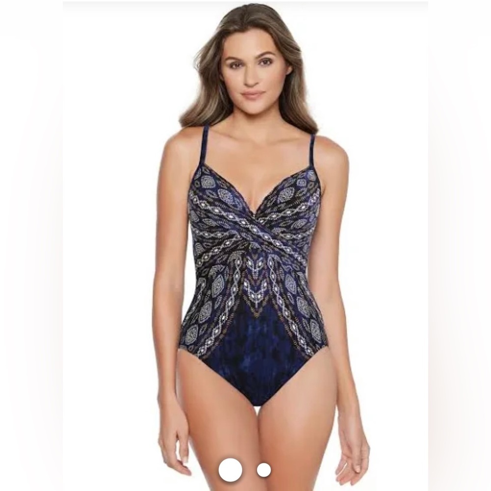 Miraclesuit Womens Akasha Captivate Once Piece Swimsuit Blue Size 8 🎁🎈